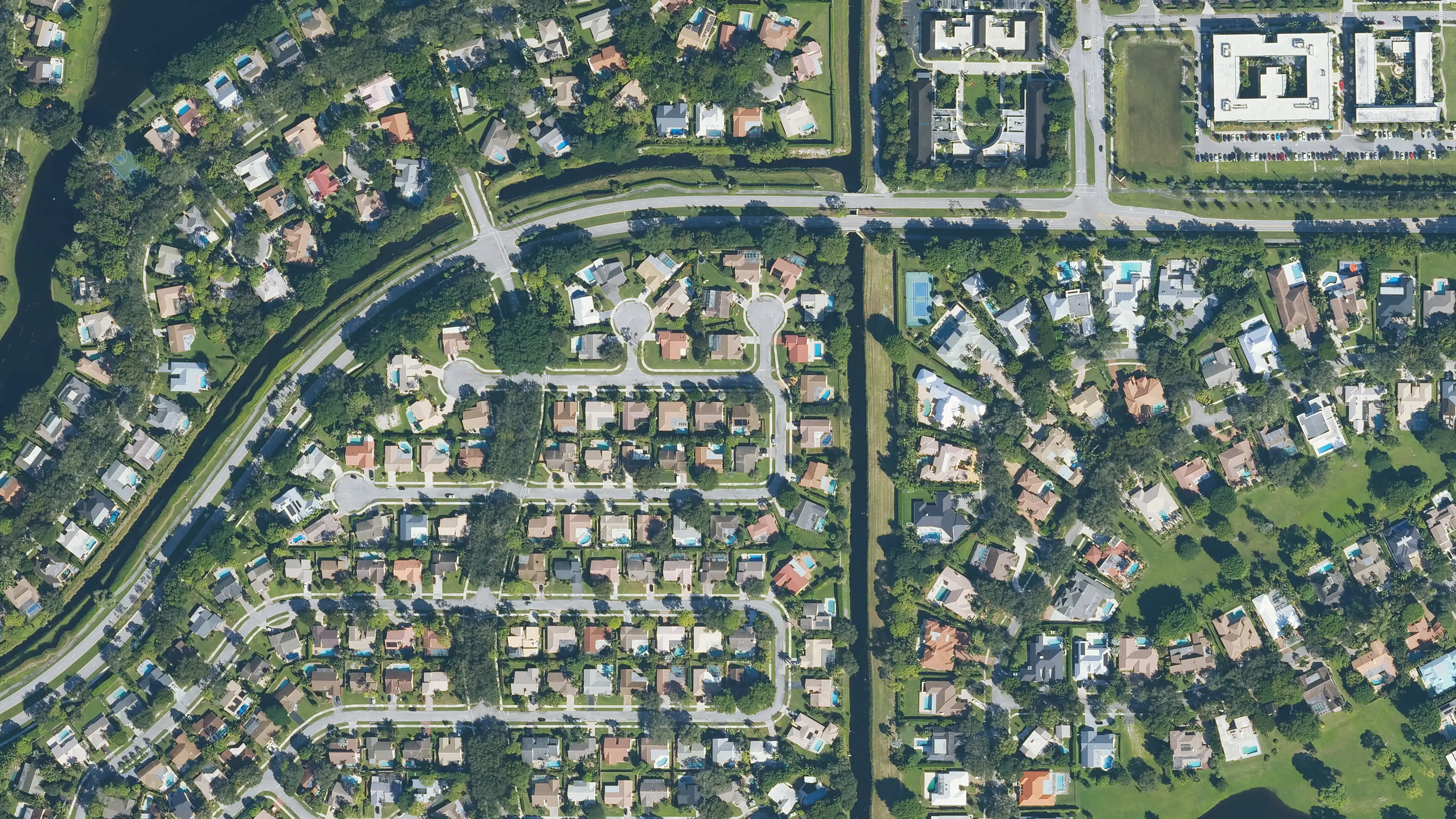 Detailed aerial parcel landscape representing county-level record completeness
