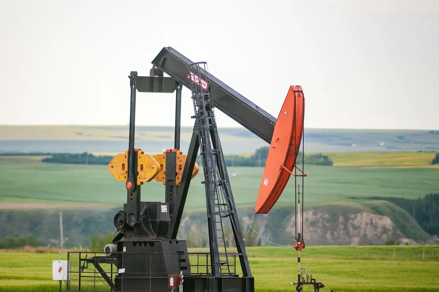 Pumpjack operating on rural land
